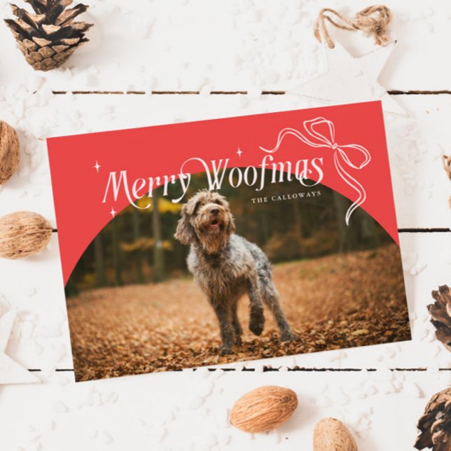 Tarjeta de vacaciones Red Merry Woofmas Dog Navida (Subido por el creador)