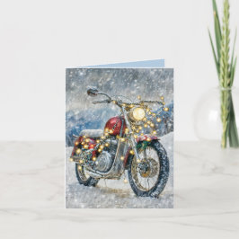 Tarjeta de vacaciones Red Motorcycle con Navidades