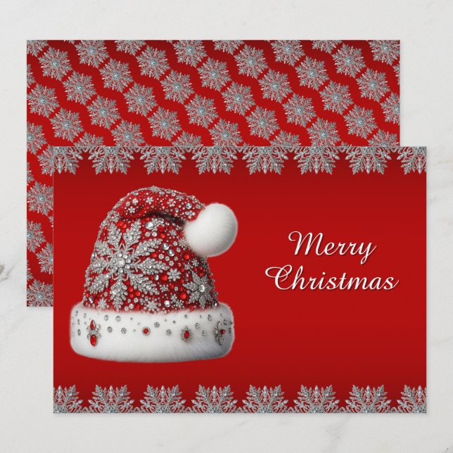 Tarjeta de vacaciones Red Santa Hat Navidades (Anverso / Reverso)