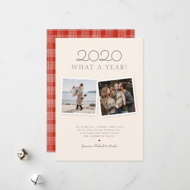 Tarjeta de vacaciones Red Tartan 2020 dibujada a m (Anverso/Reverso In Situ)