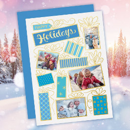 Tarjeta de vacaciones Relieve metalizado dorado pa