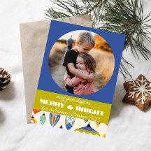 Tarjeta de vacaciones Retro azul y verde