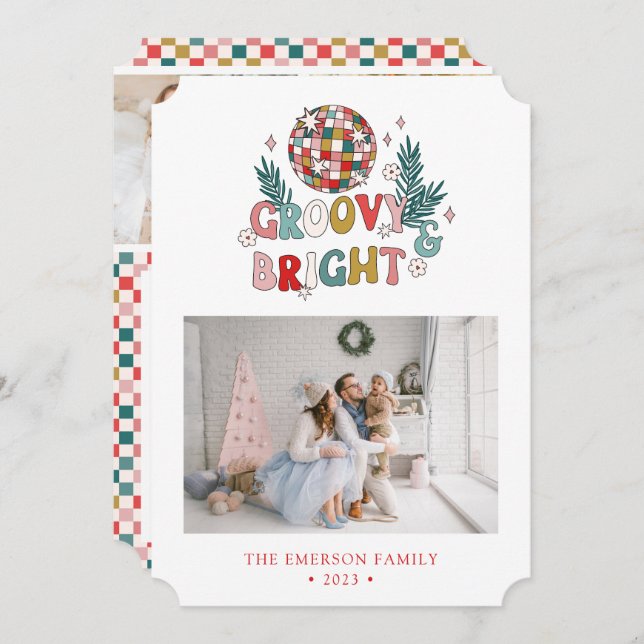 Tarjeta de vacaciones retro con collage de fotos (Anverso / Reverso)