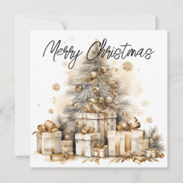 Tarjeta de vacaciones Retro Gold Christmas Tree