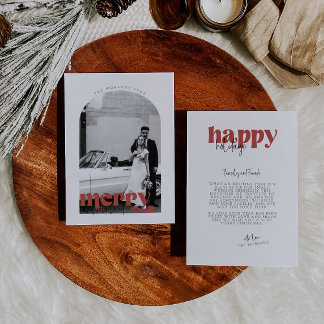 Tarjeta de vacaciones Retro Merry y Married
