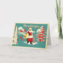 Tarjeta de vacaciones Retro Santa Wonderland