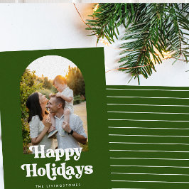 Tarjeta de vacaciones Retro Verde y Blanco Tipo Ar