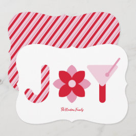 Tarjeta de vacaciones roja y rosa de gran alegría