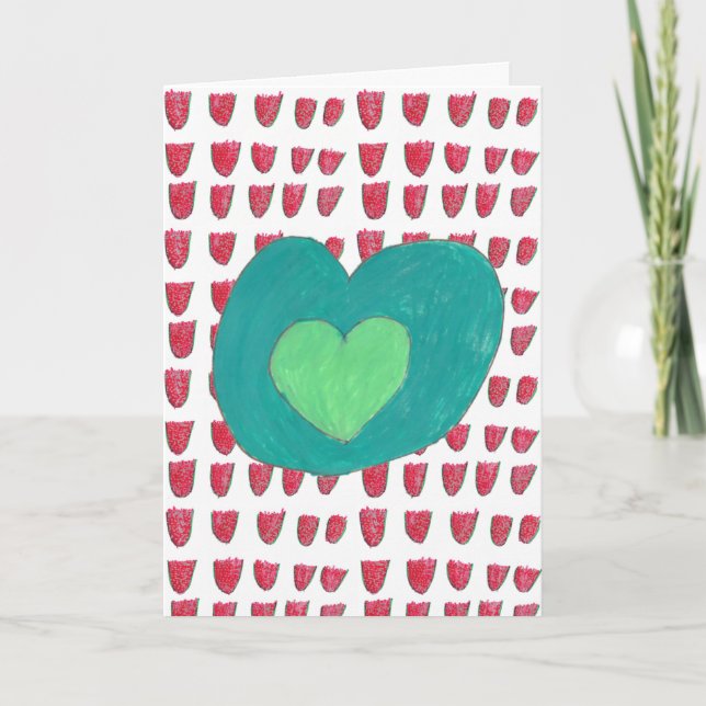 Tarjeta de vacaciones roja y verde (Anverso)