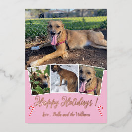 Tarjeta de vacaciones rosa de Collage de fotos de 