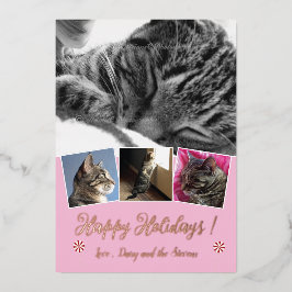 Tarjeta de vacaciones rosa del Collage de fotos de