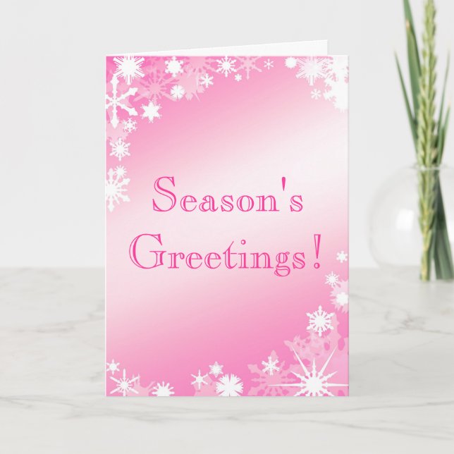Tarjeta de vacaciones Rosa Snowflakes (Anverso)