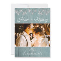 Tarjeta de vacaciones Rustic Blue Photo Navidades