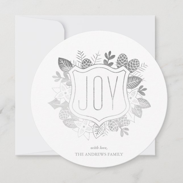 Tarjeta de vacaciones Rustic Joy Round Faux Reliev (Anverso)