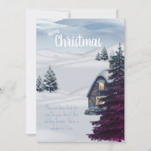 Tarjeta de vacaciones Rústico Winter Snow Cabin Na