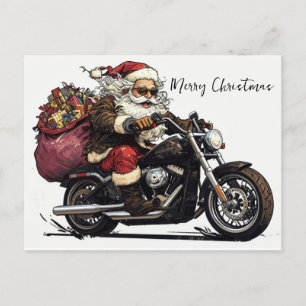 Tarjeta de vacaciones Santa Riding para motociclet
