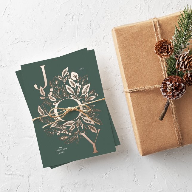 Tarjeta de vacaciones "Shimmery Botanical Joy" Rel (Subido por el creador)