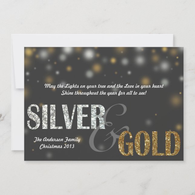 Tarjeta de vacaciones Silver y Gold Sparkle (Anverso)