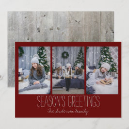 Tarjeta de vacaciones simple de tres fotos Rústica