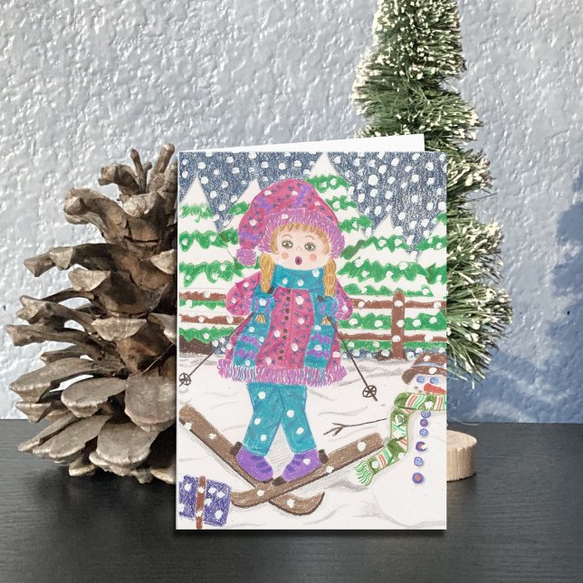 Tarjeta de vacaciones Ski Chica Blank (Subido por el creador)