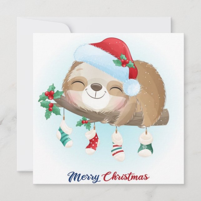 Tarjeta de vacaciones Sloth navidades (Anverso)