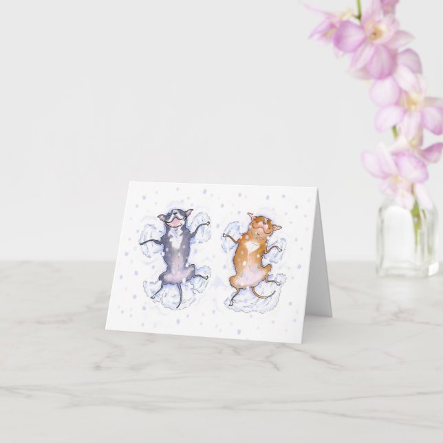 Tarjeta de vacaciones Snow Angels pitbull (Orquídea)