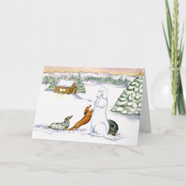 Tarjeta de vacaciones Snow Dachshund (Anverso)