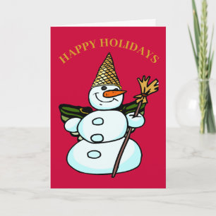 Tarjeta de vacaciones Snowman, agrega texto