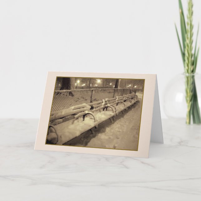 Tarjeta de vacaciones 'Snowy Benches' - Temporada (Anverso)