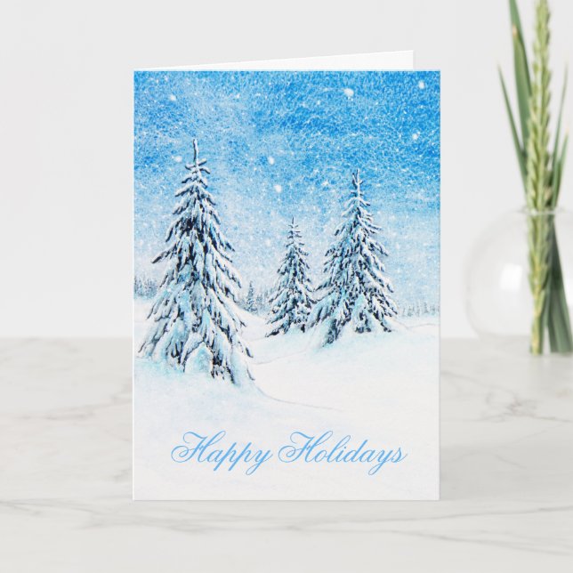 Tarjeta de vacaciones Snowy Trees (Anverso)