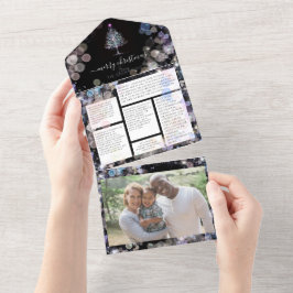 Tarjeta de vacaciones Sparkly Family Photo and New