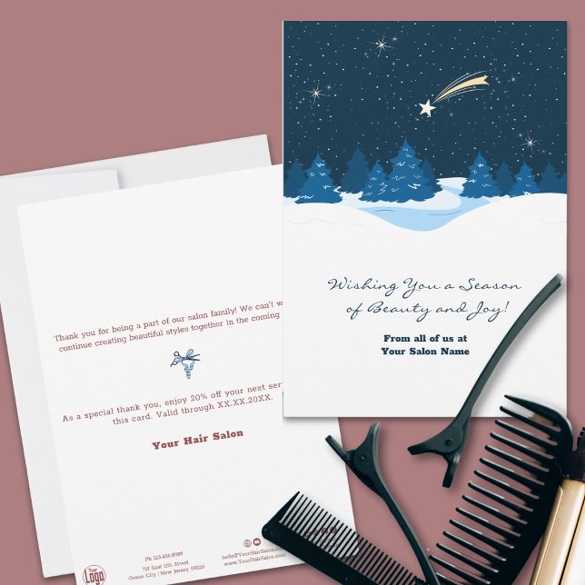 Tarjeta de vacaciones Starnight Winterscape (Starry Night Winterscape Holiday Card)