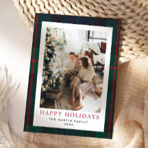Tarjeta de vacaciones Tartán para Navidades de la