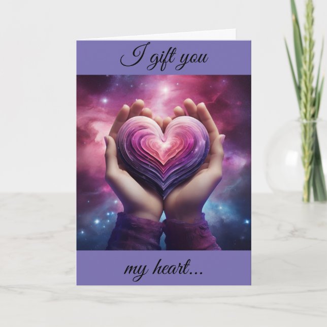 Tarjeta de vacaciones 'Te regalo mi corazón' (Anverso)