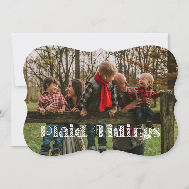 Tarjeta de vacaciones Tidings Plaid (Anverso)