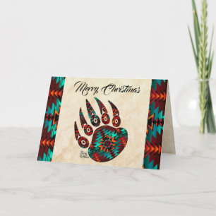 Tarjeta de vacaciones Tribal Bear Paw
