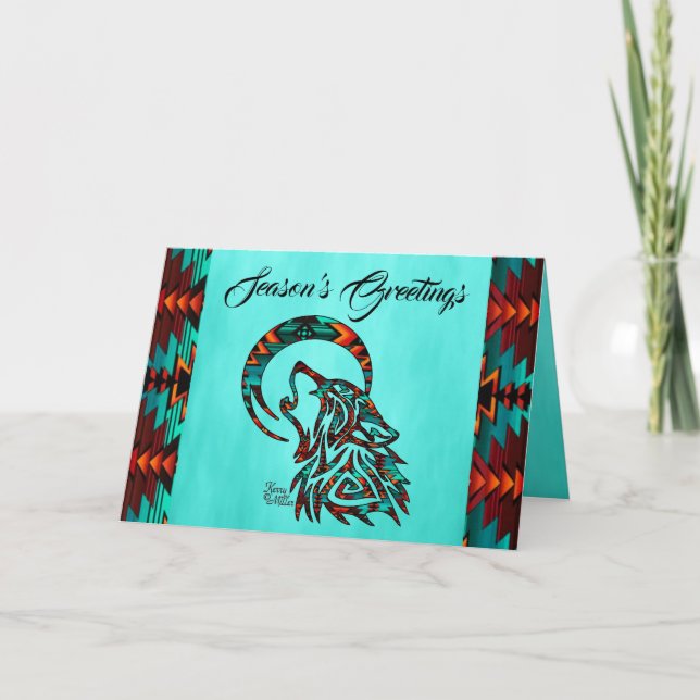 Tarjeta de vacaciones Tribal Wolf (Anverso)