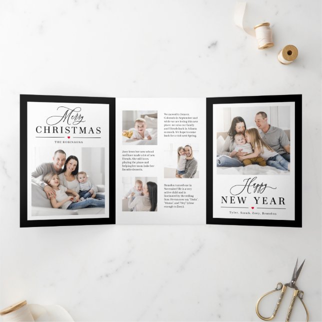 Tarjeta de vacaciones triple de color EDITABLE de  (Interior)