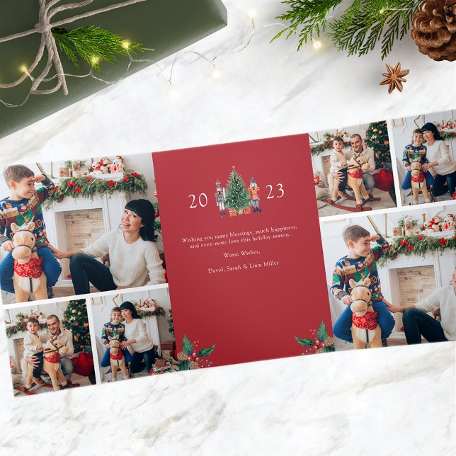 Tarjeta de vacaciones triple de fotos (2023 Nutcracker Photo Trifold Holiday Card)