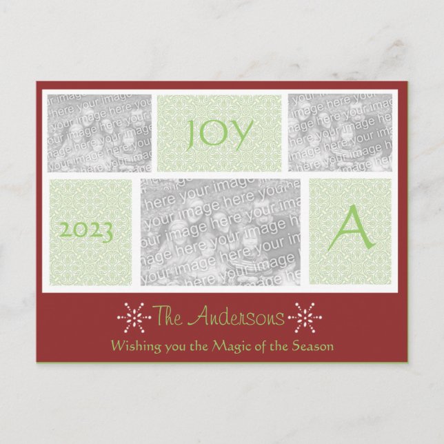 Tarjeta de vacaciones única con 3 fotos (Anverso)