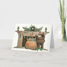 Tarjeta de vacaciones única de época de Santa Hang