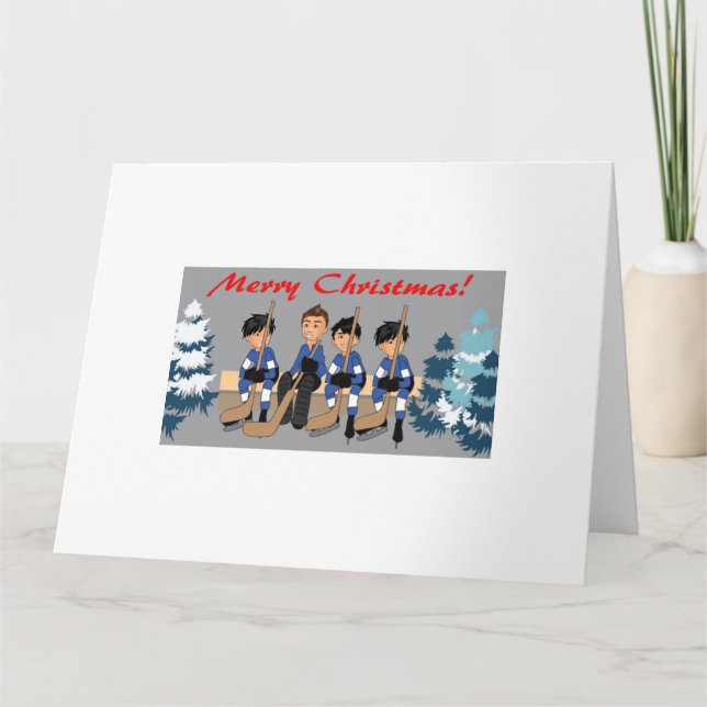 Tarjeta de vacaciones Vamos, vamos a jugar al hock (Anverso)