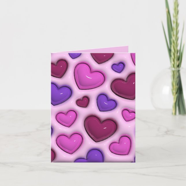 Tarjeta de vacaciones vertical plegada con corazon (Anverso)