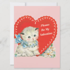 Tarjeta de vacaciones Vintage Valentine Cat