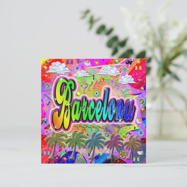 Tarjeta de vacaciones Vista Express de Barcelona (Anverso de pie)