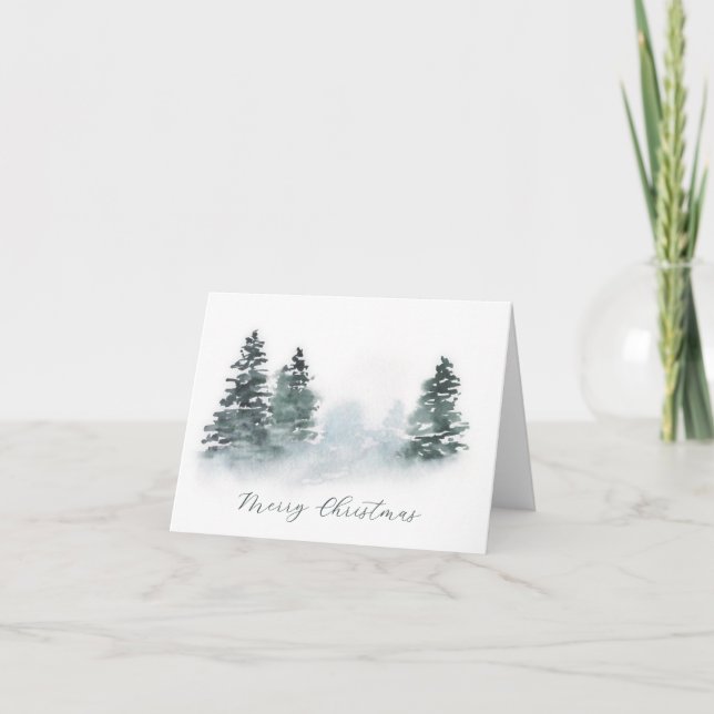 Tarjeta de vacaciones Watercolor Evergreens (Anverso)