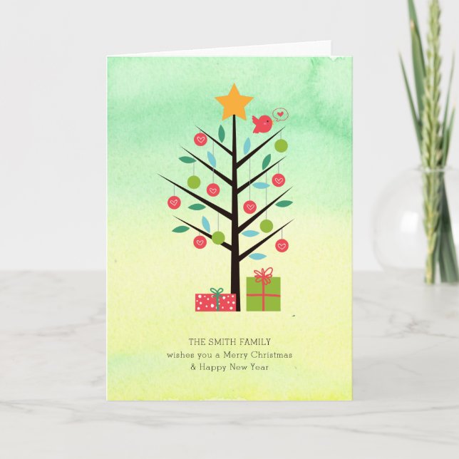 Tarjeta de vacaciones Watercolor Ombre Christmas T (Anverso)
