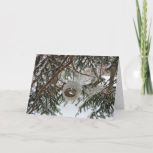 Tarjeta de vacaciones Winter Bird Feeder