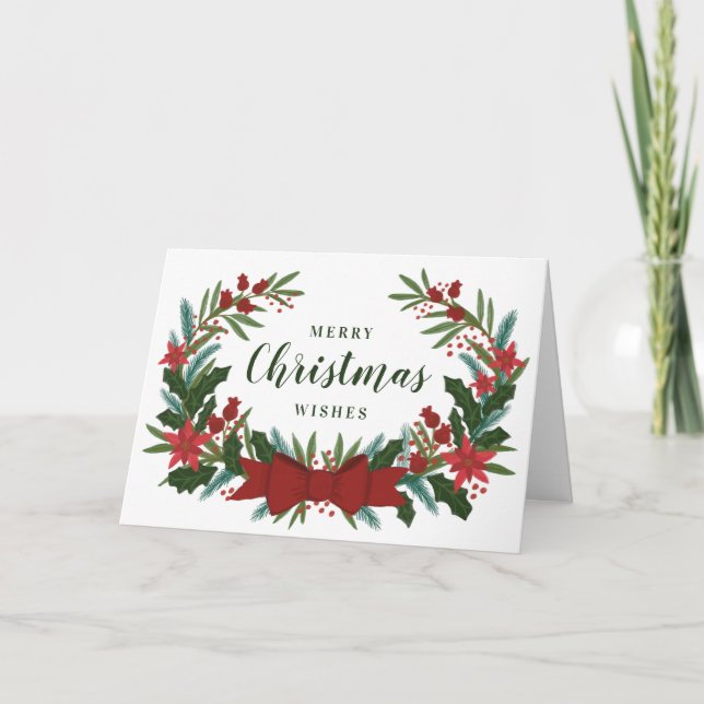 Tarjeta de vacaciones Wreath de Greenery para navi (Anverso)