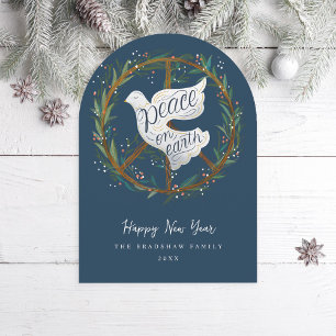 Tarjeta de vacaciones Wreath de Peace on Earth Dov